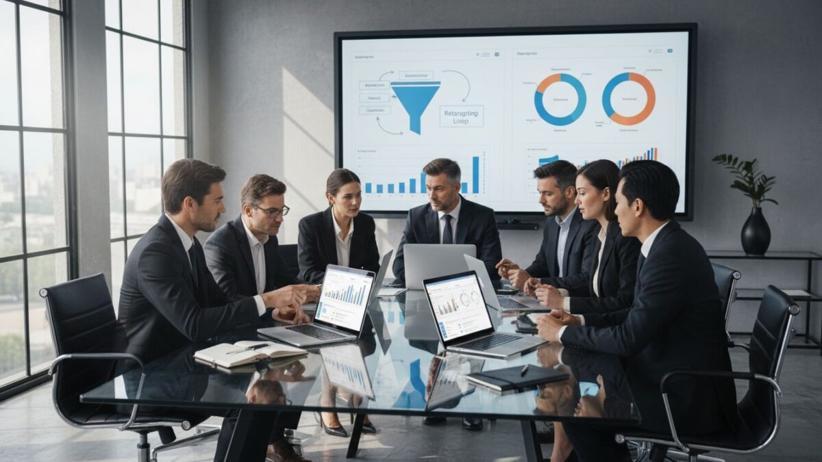 Marketing team planning Google Ads retargeting