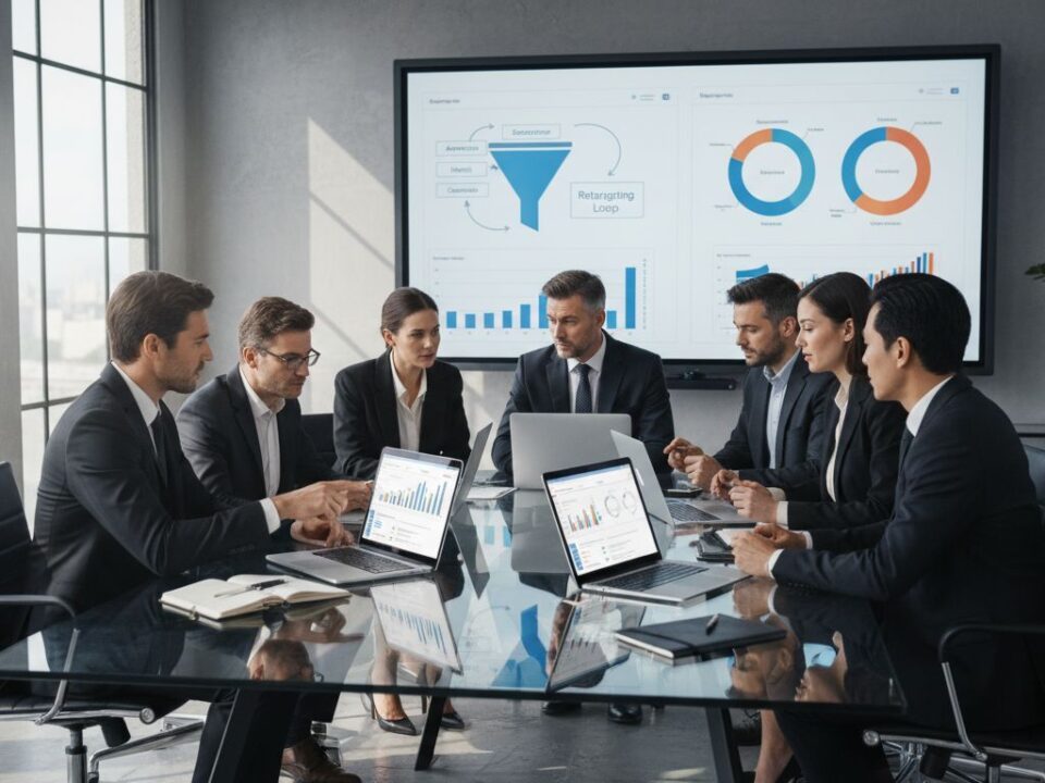 Marketing team planning Google Ads retargeting