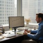 Man planning remarketing campaign at desk