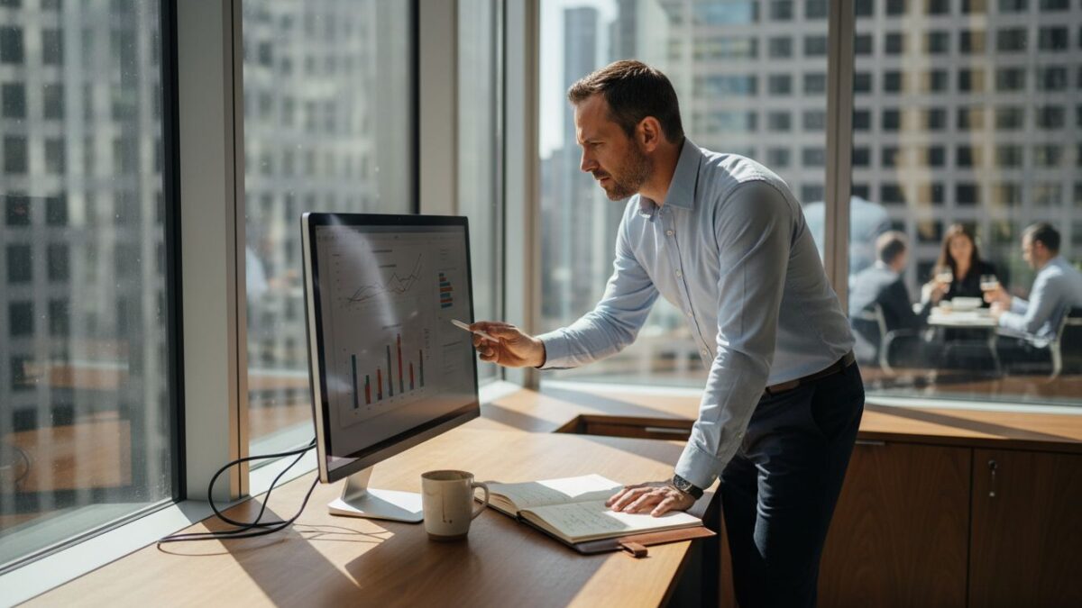 Marketing manager planning digital ad campaign