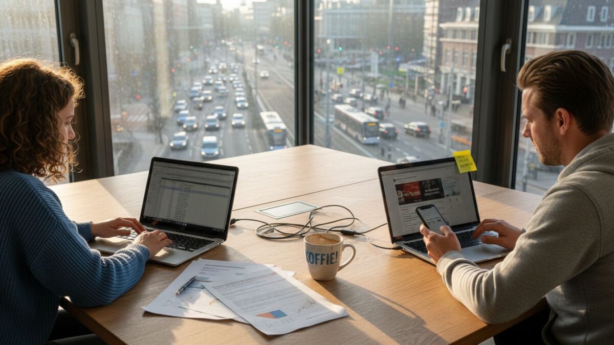 Het marketingteam bekijkt samen de resultaten van hun Google Ads-campagnes.