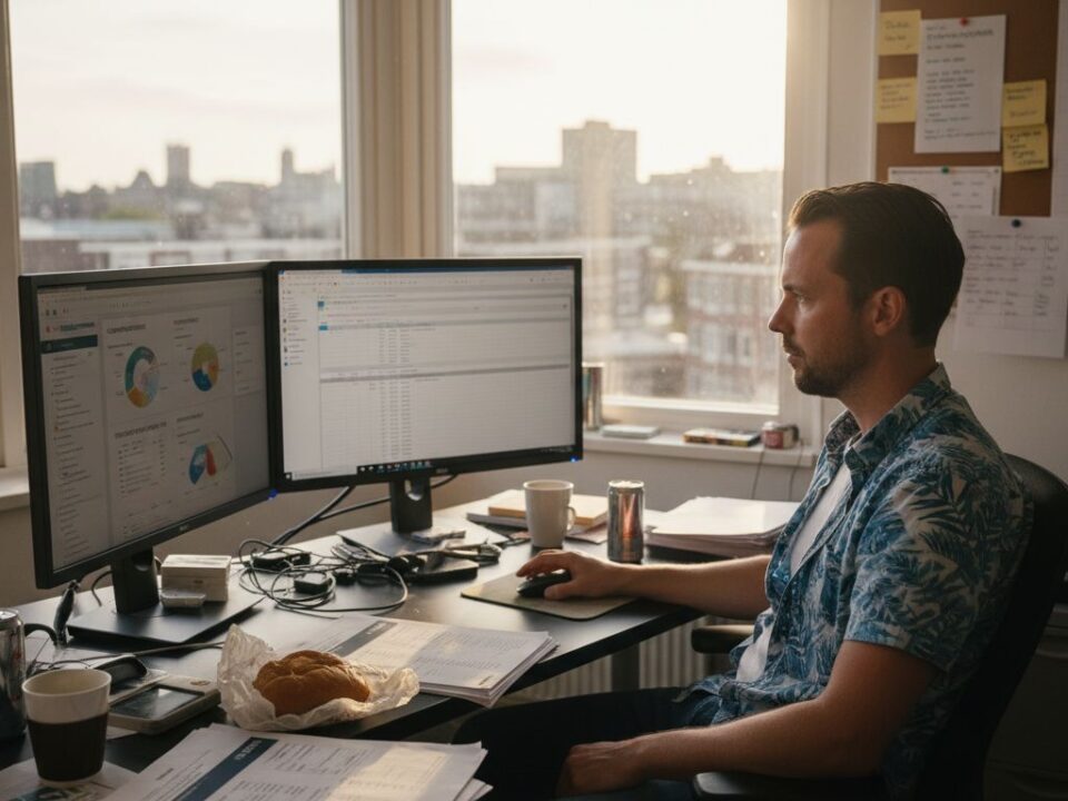 Marketingmanager werkt aan het opzetten van een effectieve Google Ads-campagne