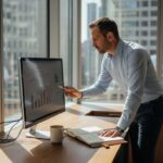 Marketing manager planning digital ad campaign