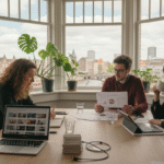 Het team werkt samen aan een doordachte marketingstrategie voor de webshop.