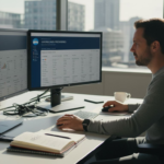 Op kantoor is de marketeer druk bezig met het finetunen van Google Ads-campagnes.