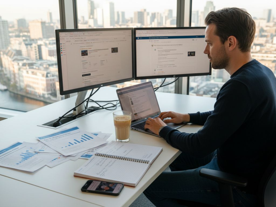 Een online marketeer bekijkt of de advertentie tracking goed is ingesteld.